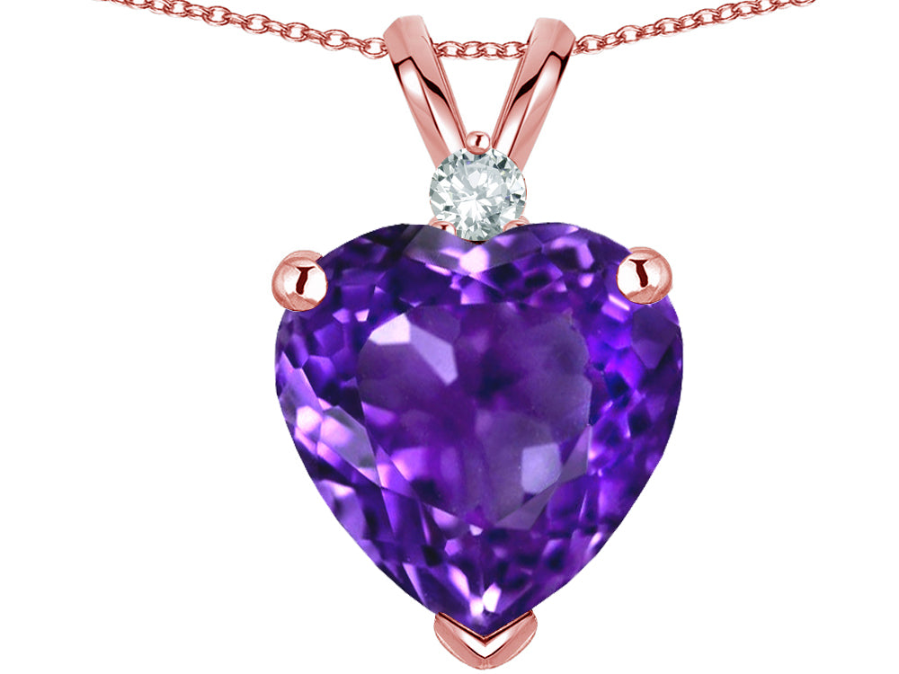 Star K 8mm Genuine Amethyst Heart Pendant Necklace 10k Rose Gold