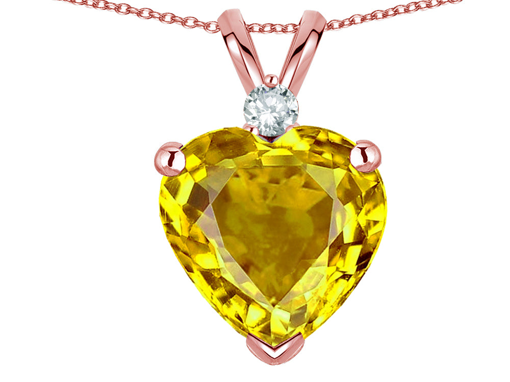 Star K 8mm Genuine Citrine Heart Pendant Necklace 10k Rose Gold