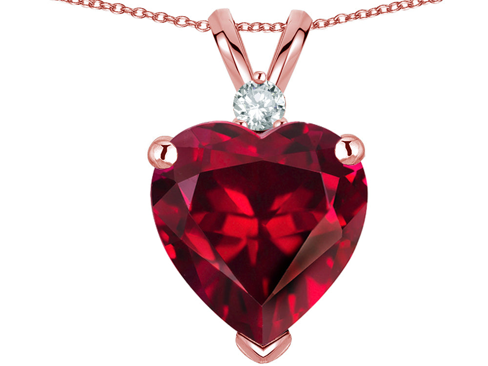 Star K 8mm Created Ruby Heart Pendant Necklace 10k Rose Gold