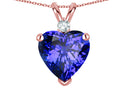 Star K 8mm Simulated Tanzanite Heart Pendant Necklace 10k Rose Gold