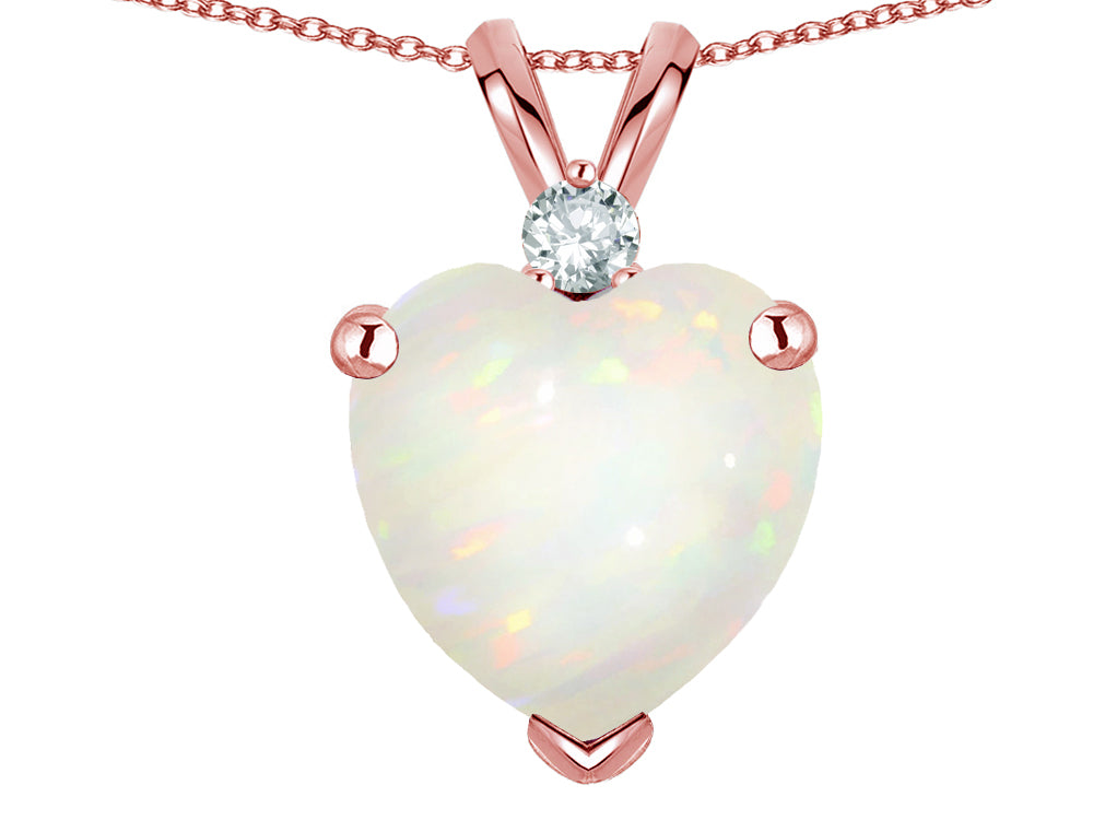Star K 8mm Heart Shape Opal Pendant Necklace 10k Rose Gold