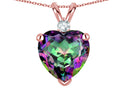Star K 8mm Rainbow Mystic Topaz Heart Pendant Necklace 10k Rose Gold