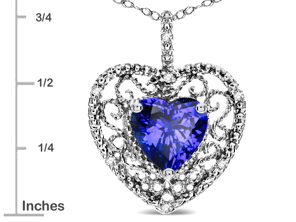 Star K Heart Shape 8mm Simulated Tanzanite filigree Heart Pendant Necklace