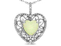 Star K Heart Shape 8mm Created Opal filigree Heart Pendant Necklace 10k White Gold