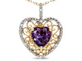 Star K Heart Shape 8mm Simulated Alexandrite filigree Heart Pendant Necklace 14k Yellow Gold