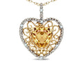 Star K Heart Shape 8mm Simulated Imperial Yellow Topaz filigree Heart Pendant Necklace 14k Yellow Gold