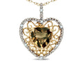 Star K Heart Shape 8mm Genuine Smoky Quartz filigree Heart Pendant Necklace 14k Yellow Gold