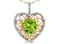 Star K Heart Shape 8mm Genuine Peridot filigree Heart Pendant Necklace 10k Yellow Gold