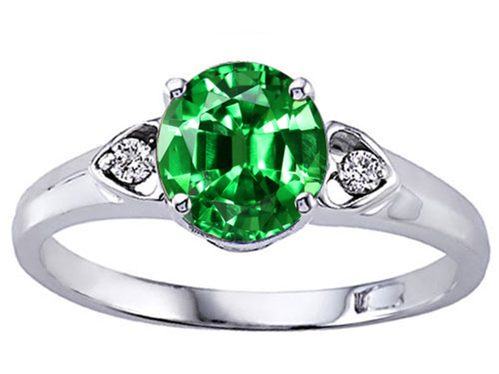 Tommaso Design Round 7mm Simulated Emerald Engagement Ring
