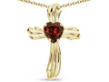 Star K Heart Shape 6mm Genuine Garnet Ribbed Cross Of Love Pendant Necklace 14k Yellow Gold