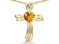 Star K Heart Shape 6mm Genuine Citrine Ribbed Cross Of Love Pendant Necklace 10k Yellow Gold