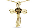 Star K Heart Shape 6mm Genuine Smoky Quartz Ribbed Cross Of Love Pendant Necklace 10k Yellow Gold