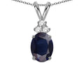 Star K Classic Oval 8x6mm Genuine Dark Sapphire Rabbit Ear Pendant Necklace