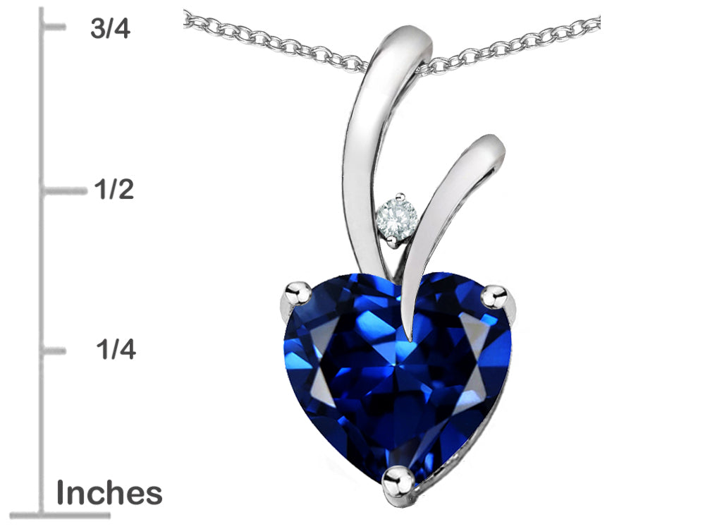 Star K Heart Shape 8mm Created Sapphire Endless Love Pendant Necklace
