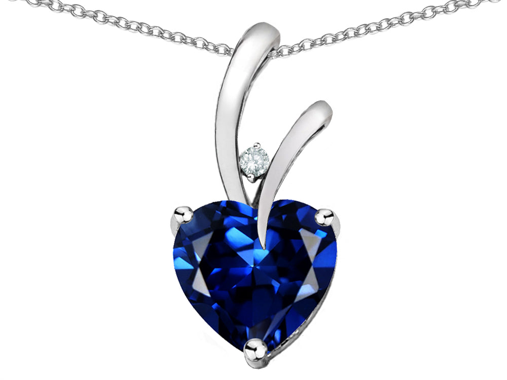 Star K Heart Shape 8mm Created Sapphire Endless Love Pendant Necklace