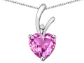 Star K Heart Shape 8mm Created Pink Sapphire Endless Love Pendant Necklace