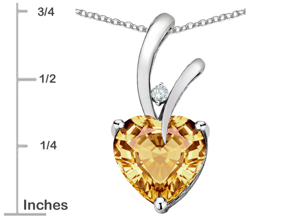 Star K Heart Shape 8mm Simulated Imperial Yellow Topaz Endless Love Pendant Necklace
