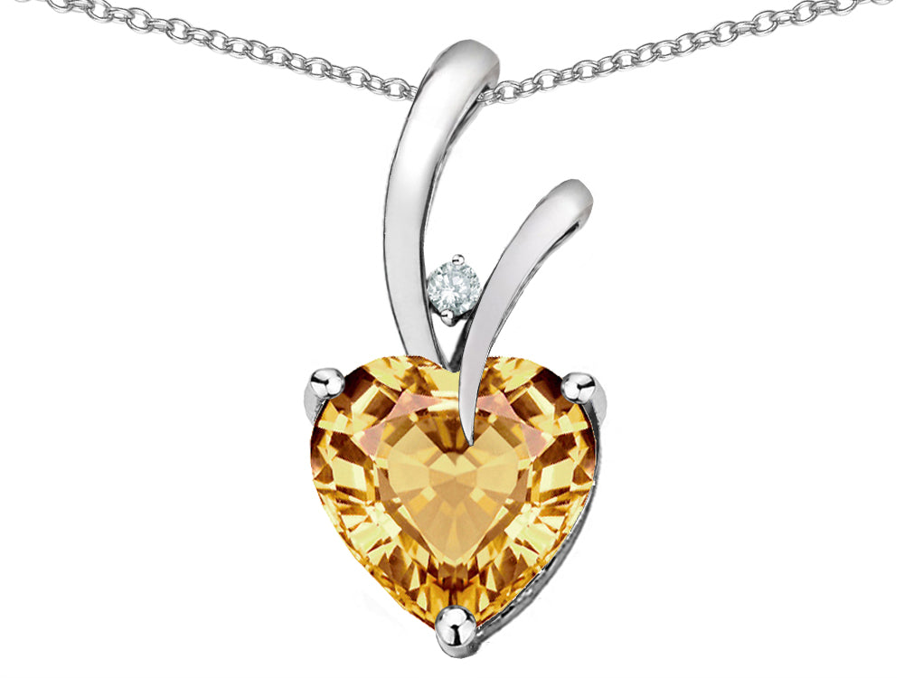 Star K Heart Shape 8mm Simulated Imperial Yellow Topaz Endless Love Pendant Necklace