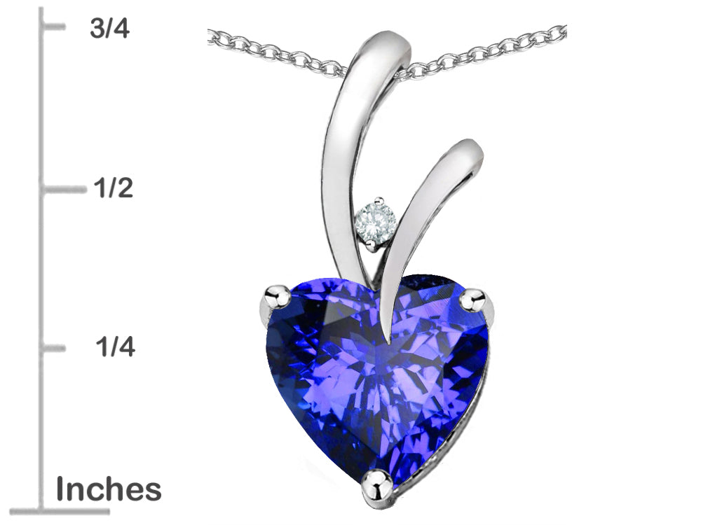 Star K Heart Shape 8mm Simulated Tanzanite Endless Love Pendant Necklace