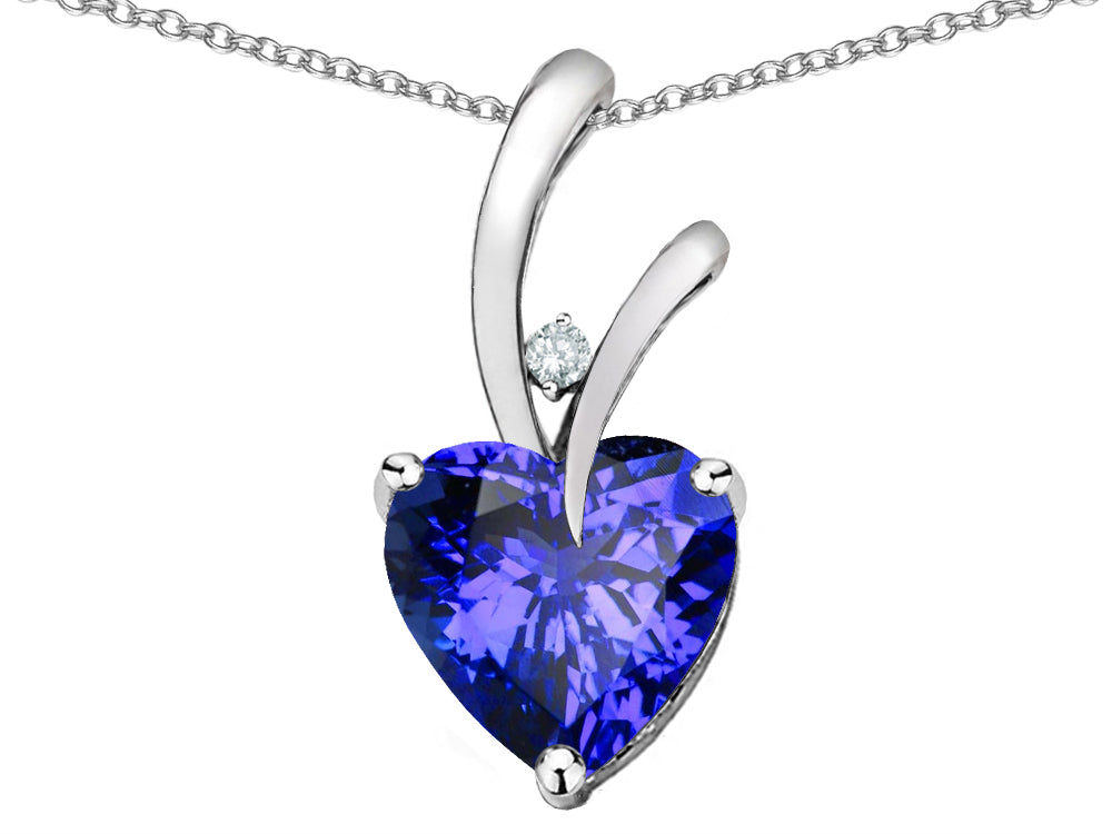 Star K Heart Shape 8mm Simulated Tanzanite Endless Love Pendant Necklace