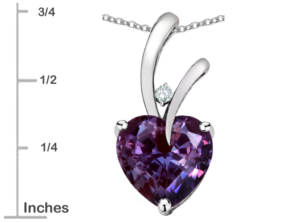 Star K Heart Shape 8mm Simulated Alexandrite Endless Love Pendant Necklace