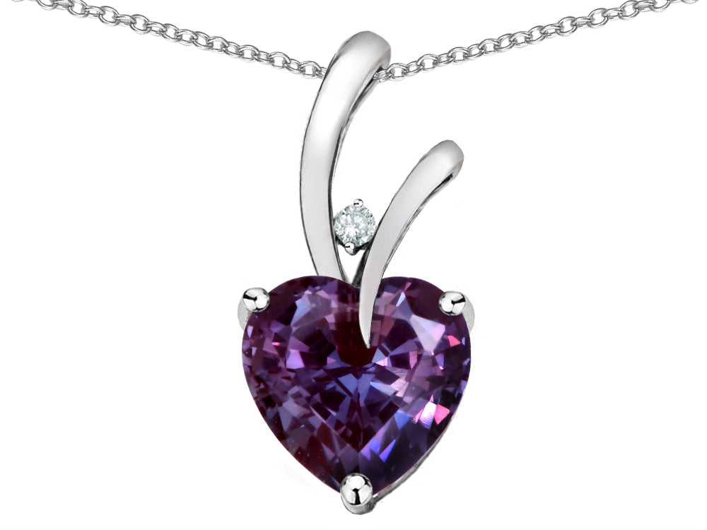 Star K Heart Shape 8mm Simulated Alexandrite Endless Love Pendant Necklace
