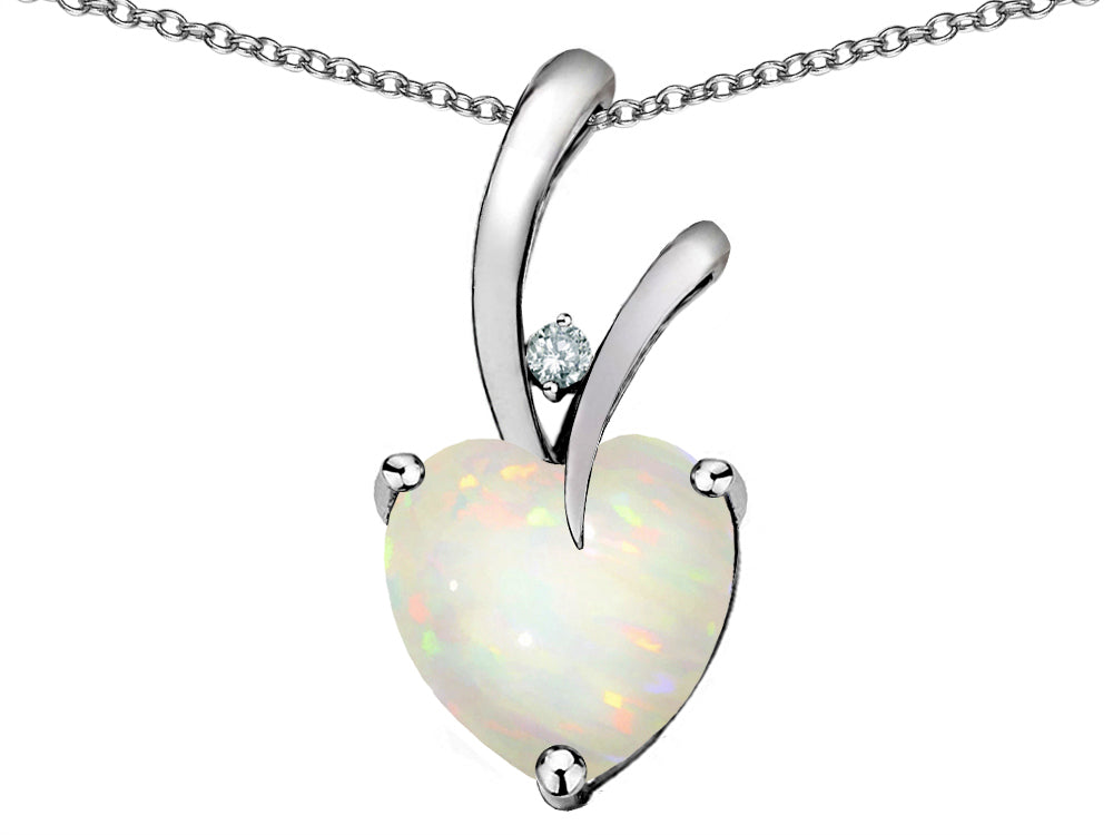 Star K Heart Shape 8mm Genuine Opal Endless Love Pendant Necklace