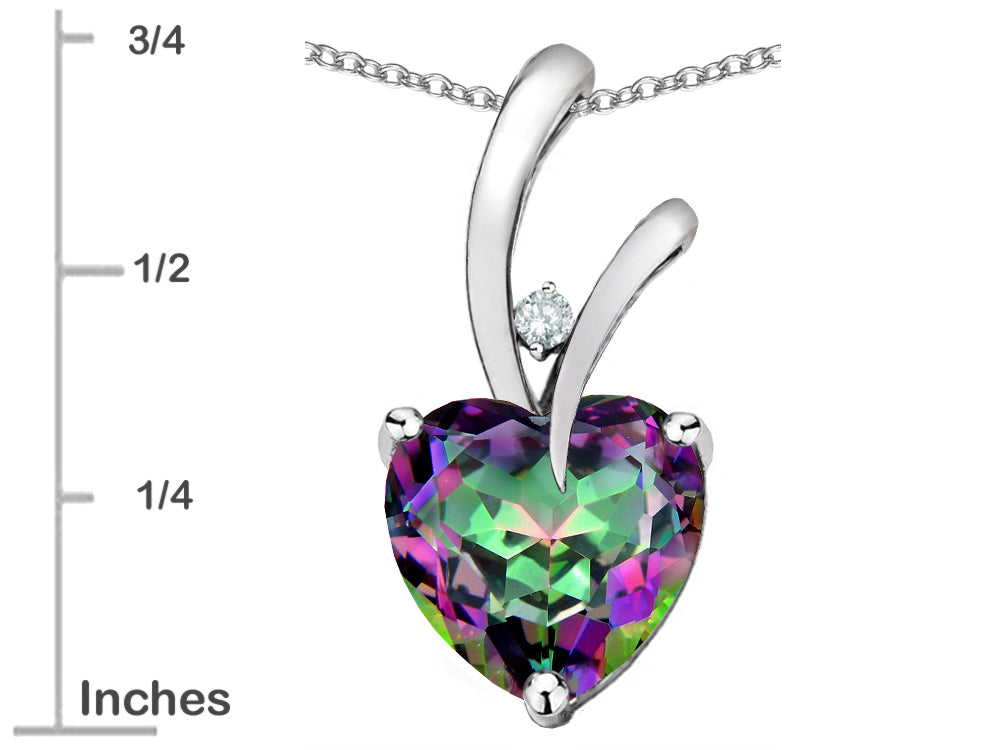 Star K Heart Shape 8mm Rainbow Mystic Topaz Endless Love Pendant Necklace