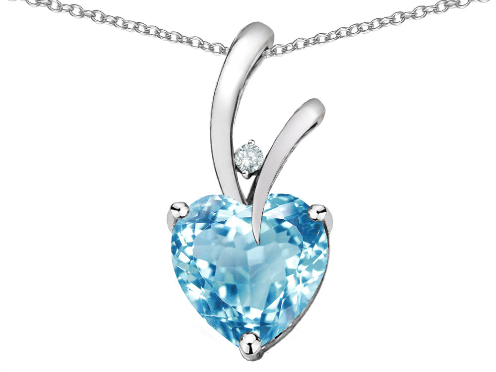 Star K Heart Shape 8mm Genuine Sky Blue Topaz Endless Love Pendant Necklace