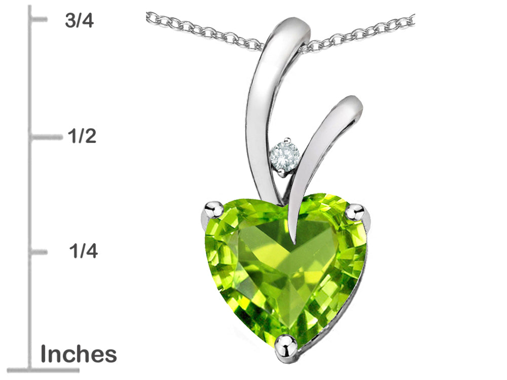 Star K Heart Shape 8mm Genuine Peridot Endless Love Pendant Necklace