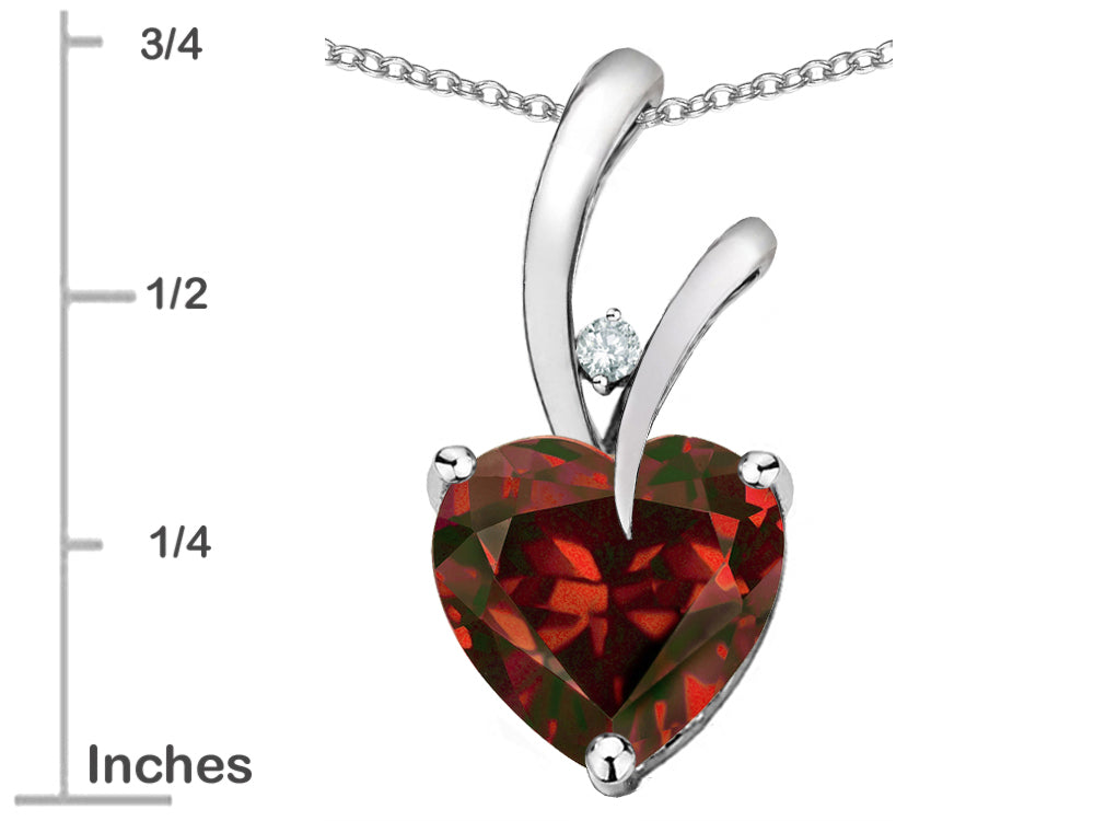Star K Heart Shape 8mm Genuine Garnet Endless Love Pendant Necklace