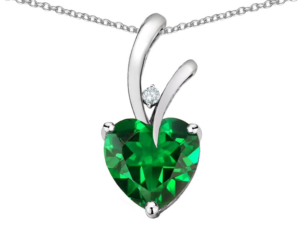 Star K Heart Shape 8mm Simulated Emerald Endless Love Pendant Necklace