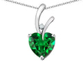 Star K Heart Shape 8mm Simulated Emerald Endless Love Pendant Necklace