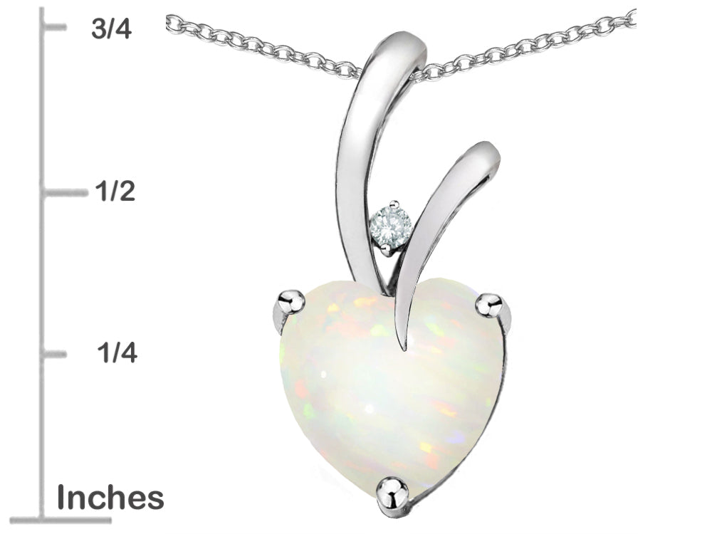 Star K Heart Shape 8mm Genuine Opal Endless Love Pendant Necklace
