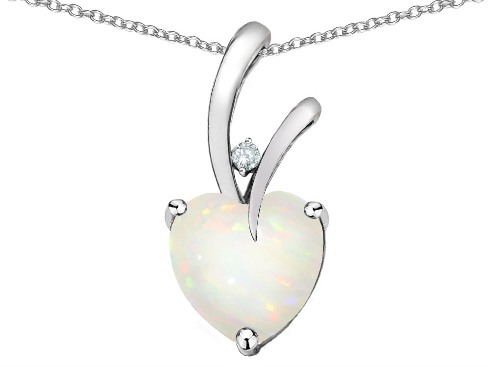 Star K Heart Shape 8mm Genuine Opal Endless Love Pendant Necklace