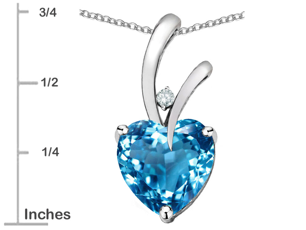 Star K Heart Shape 8mm Genuine Blue Topaz Endless Love Pendant Necklace