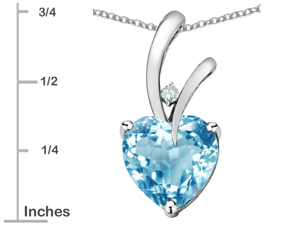 Star K Heart Shape 8mm Genuine Sky Blue Topaz Endless Love Pendant Necklace
