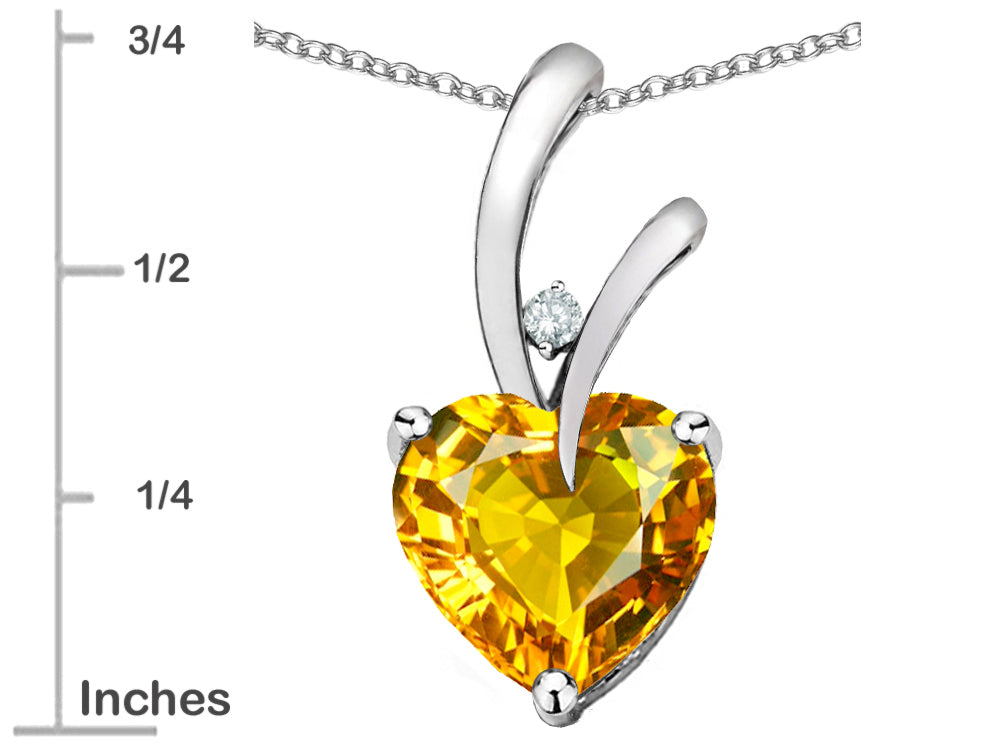 Star K Heart Shape 8mm Genuine Citrine Endless Love Pendant Necklace