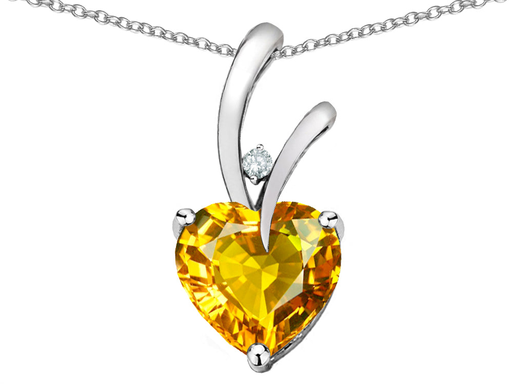 Star K Heart Shape 8mm Genuine Citrine Endless Love Pendant Necklace