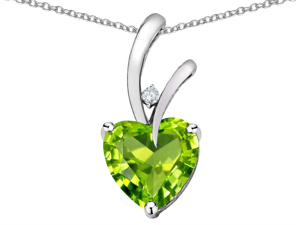 Star K Heart Shape 8mm Genuine Peridot Endless Love Pendant Necklace