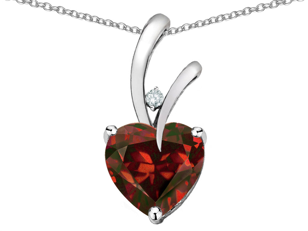 Star K Heart Shape 8mm Genuine Garnet Endless Love Pendant Necklace