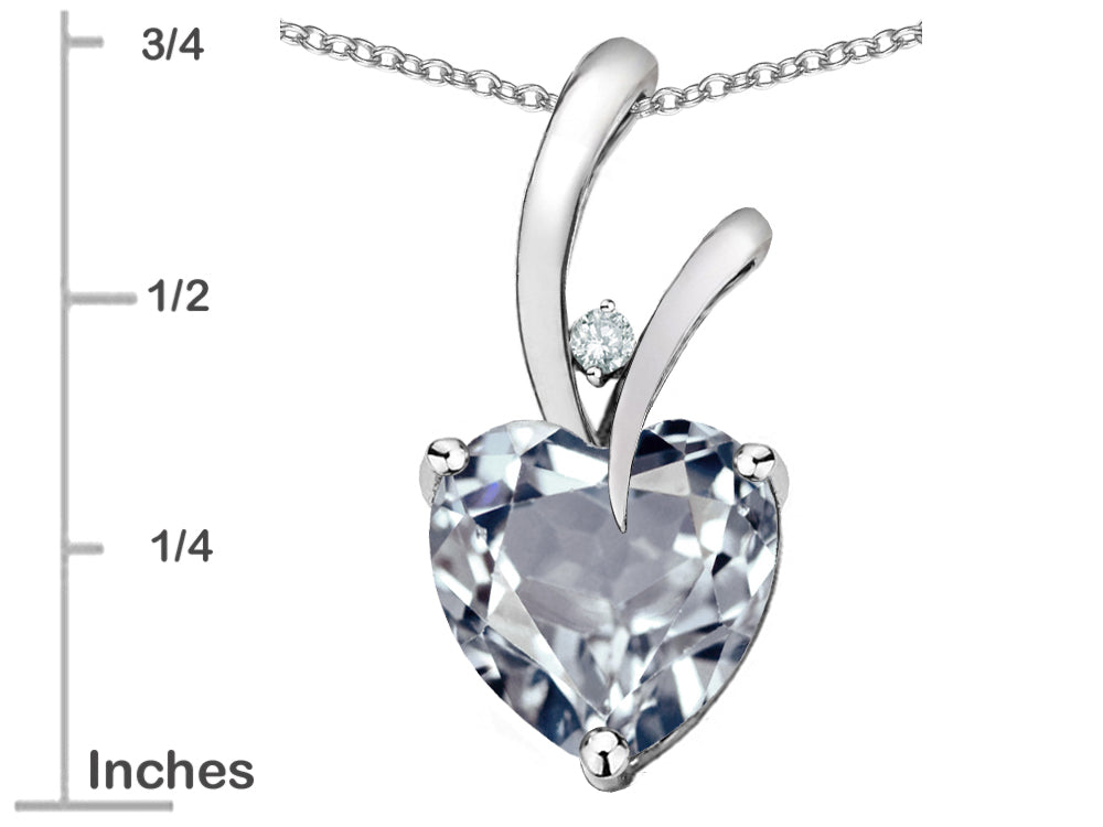 Star K Heart Shape 8mm Genuine Aquamarine Endless Love Pendant Necklace