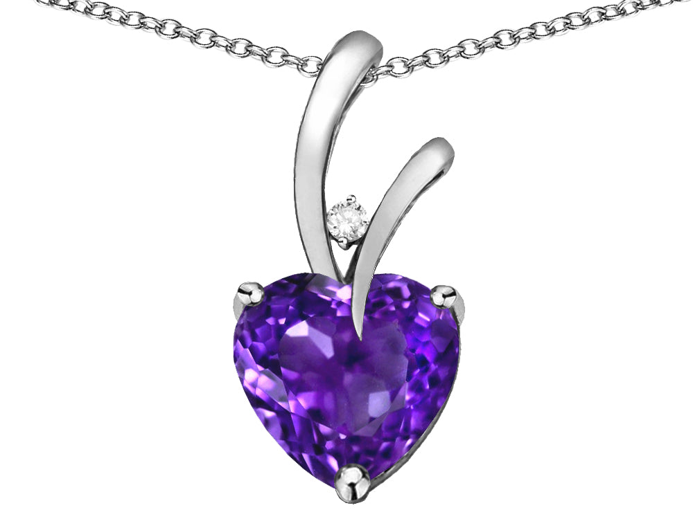 Star K Heart Shape 8mm Genuine Amethyst Endless Love Pendant Necklace