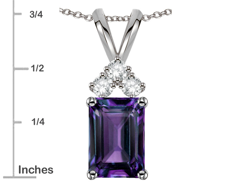 Star K Classic Emerald Octagon Cut 8x6mm Simulated Alexandrite Rabbit Ear Pendant Necklace
