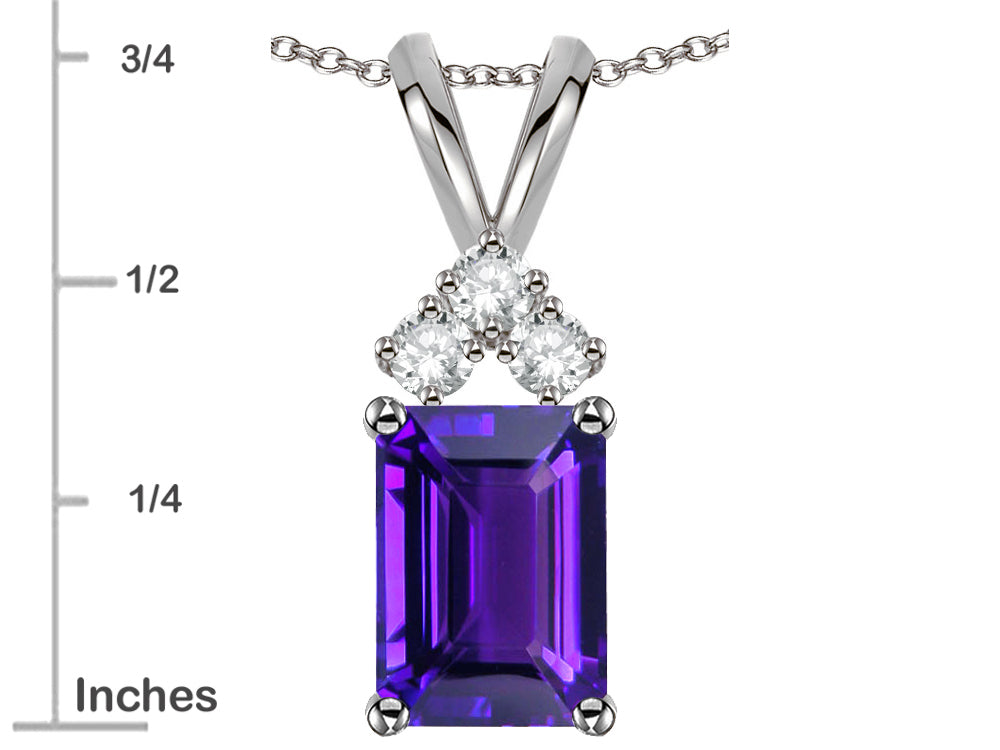 Star K Classic Emerald Octagon Cut 8x6mm Genuine Amethyst Rabbit Ear Pendant Necklace