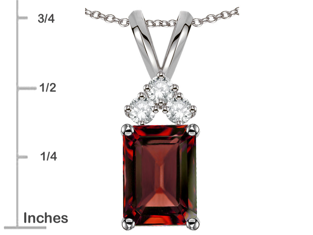 Star K Classic Emerald Octagon Cut 8x6mm Genuine Garnet Rabbit Ear Pendant Necklace