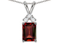 Star K Classic Emerald Octagon Cut 8x6mm Genuine Garnet Rabbit Ear Pendant Necklace