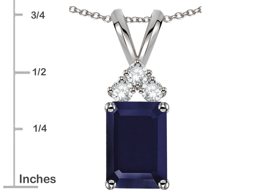 Star K Classic Emerald Octagon Cut 8x6mm Genuine Sapphire Rabbit Ear Pendant Necklace