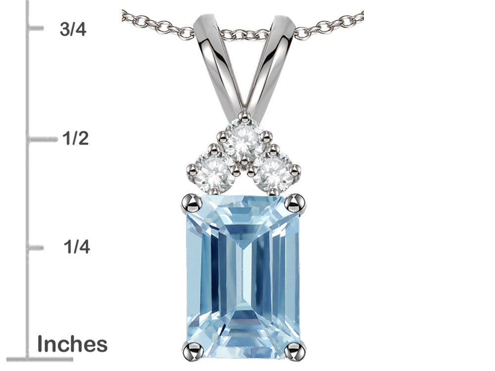 Star K Classic Emerald Octagon Cut 8x6mm Genuine Sky Blue Topaz Rabbit Ear Pendant Necklace