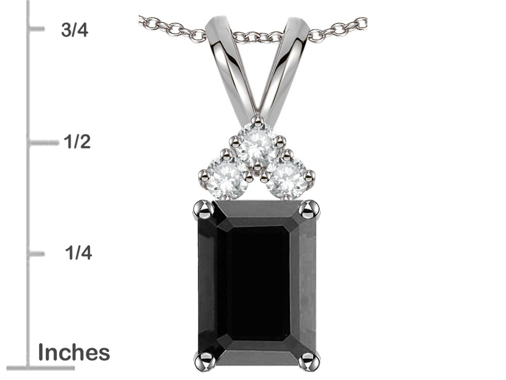 Star K Classic Emerald Octagon Cut 8x6mm Genuine Black Sapphire Rabbit Ear Pendant Necklace